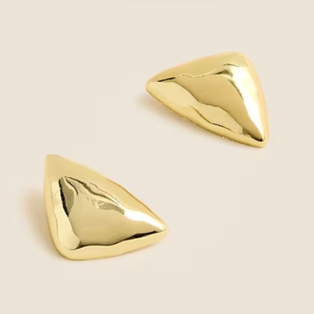 J.Crew Oversized Triangle Studs – Shiny Matte Gold Tone Earrings
